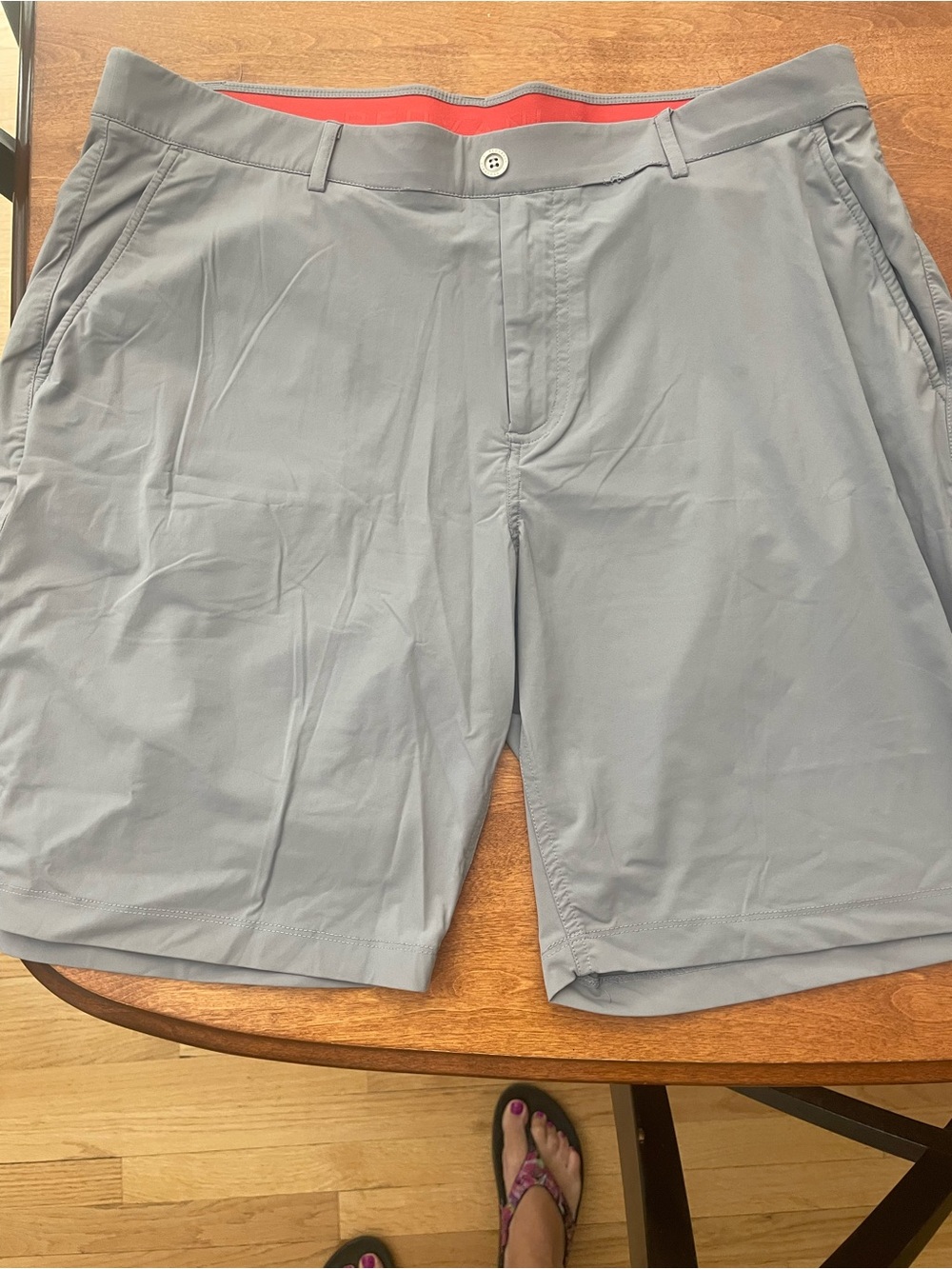 Men's Light Gray Flat-Front Performance Shorts-Redvanly